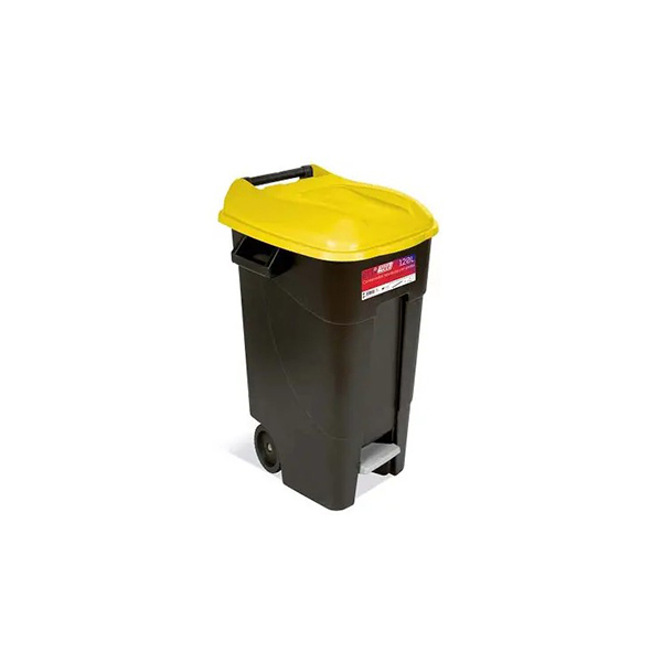 Caixote do Lixo com Pedal e Rodas 120L Tayg 12423000 Cinza